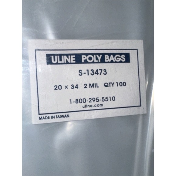 POLY BAGS ULINE 2 MIL CLEAR INDUSTRIAL  20" X 34" 100 FLAP LOCK MODEL S-13473 - Picture 4 of 4